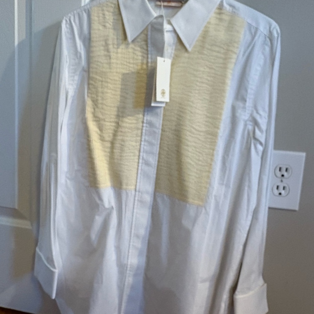 Tory Burch White and Cream Dress Shirt